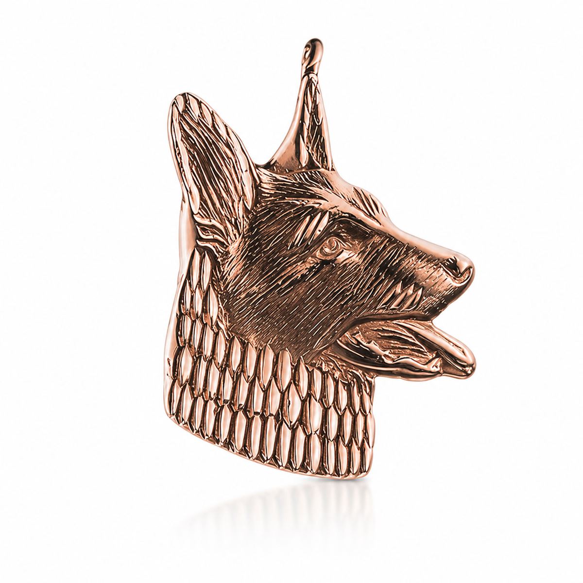 Rose gold plated pendant – Shepherd dog head