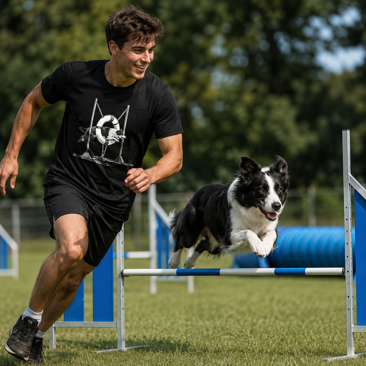 T-shirt met print van Agilitysprong met Border Collie