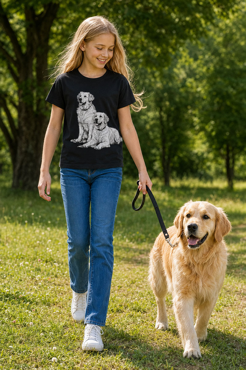 T-shirt Golden Retriever Tekening