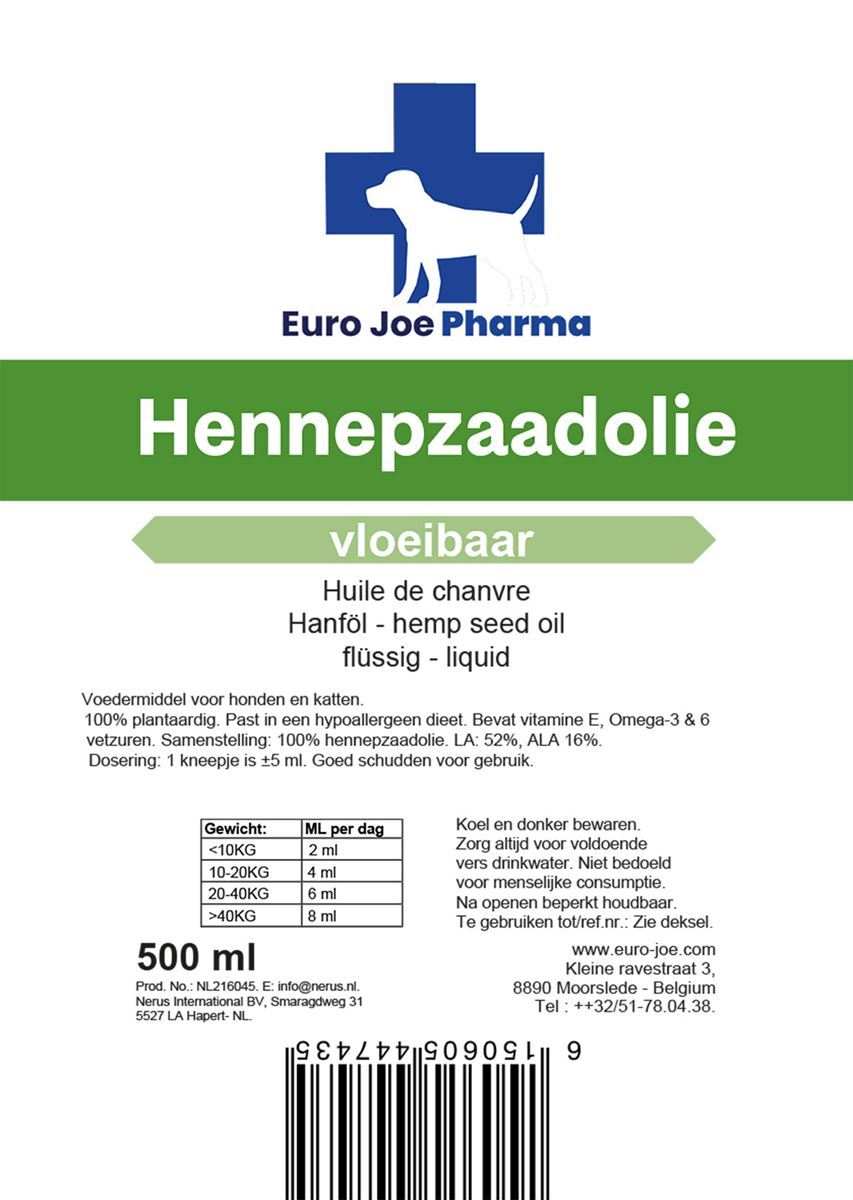 Etiket Hennepzaadolie voor honden – Euro Joe