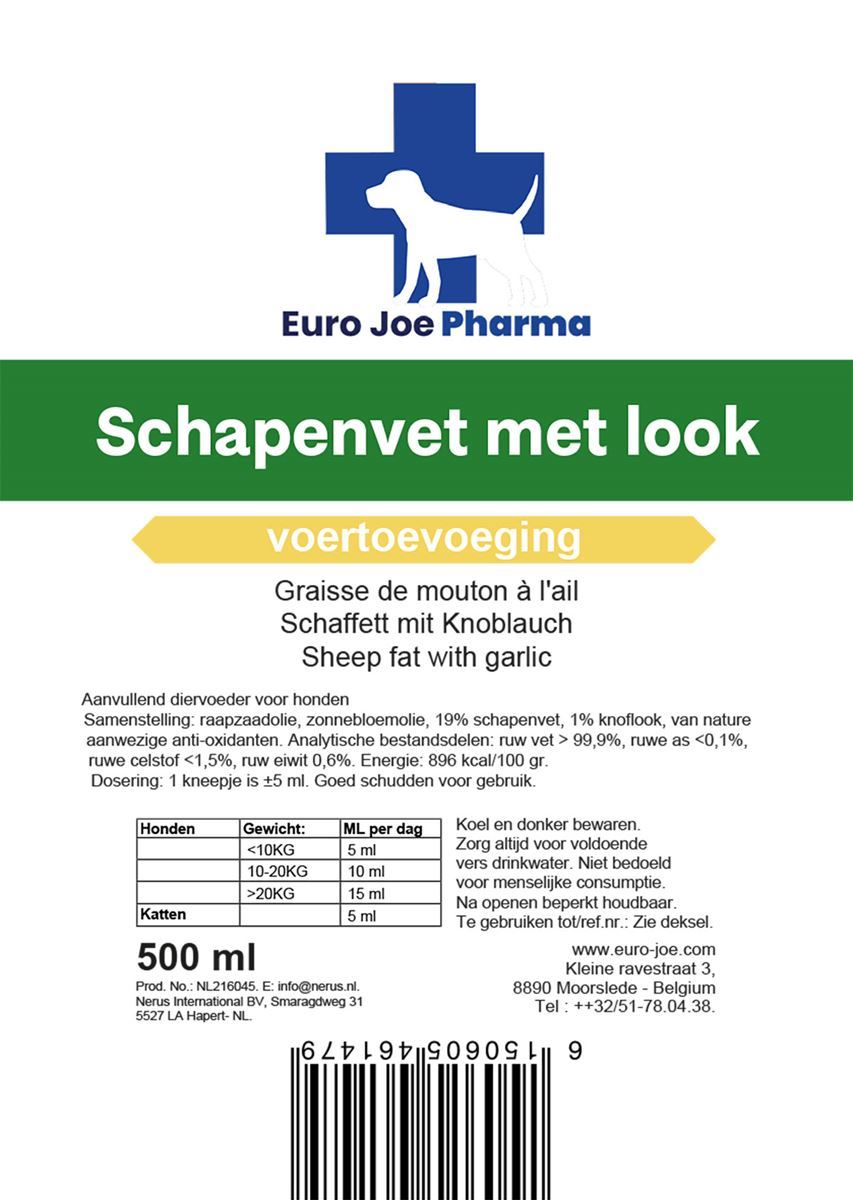 Label Sheep Fat with Garlic for dogs – Euro Joe