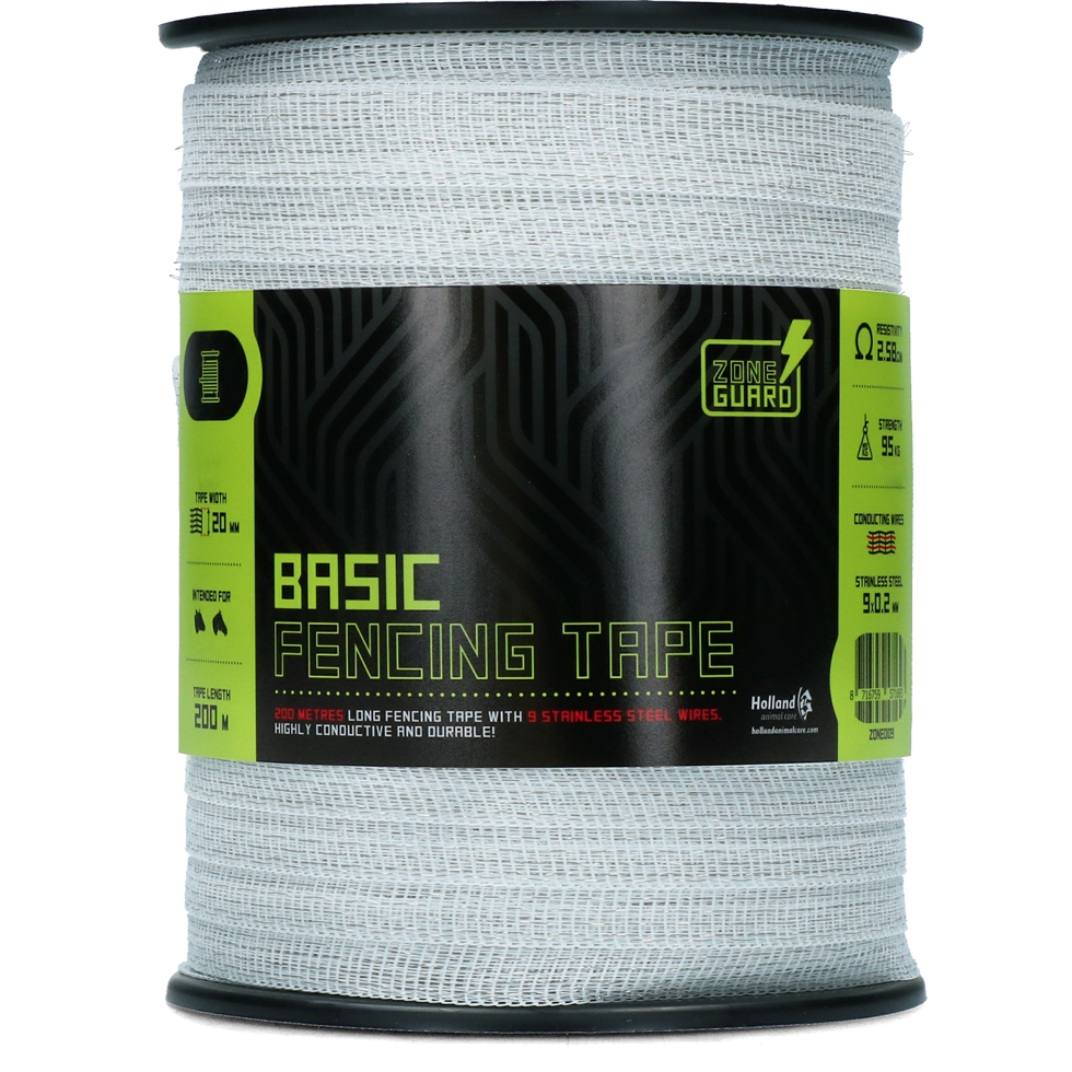 ZoneGuard 20 mm Basic fencing tape white 200 m (9 wires) 