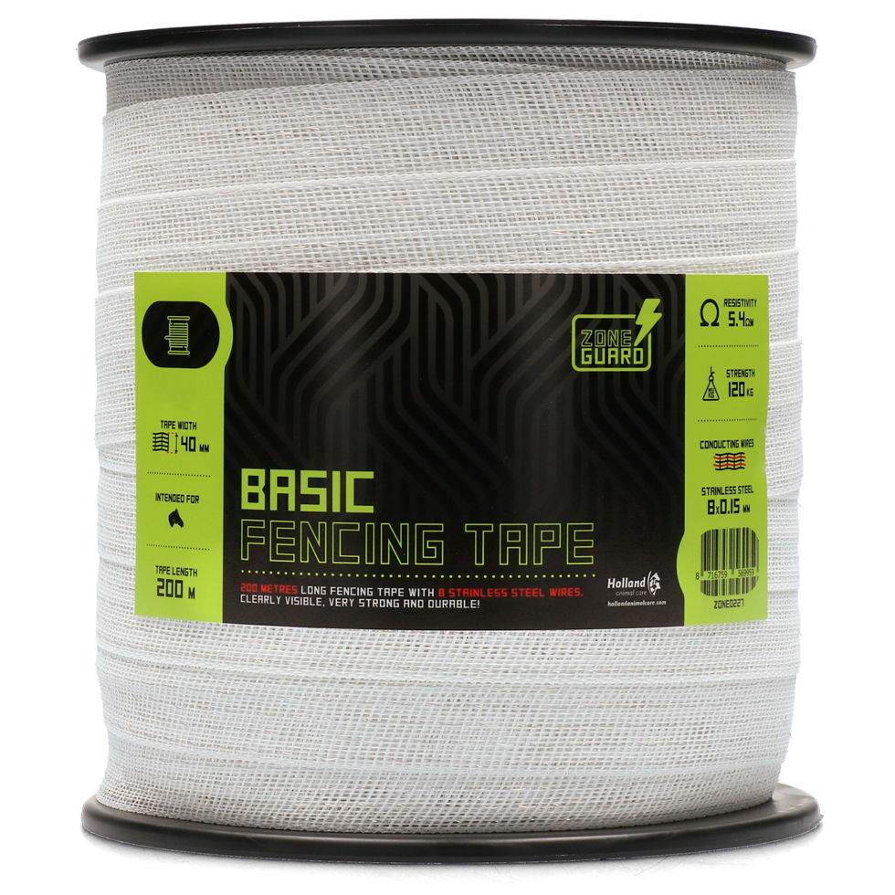 ZoneGuard 40 mm Basic fencing tape white 200 m 